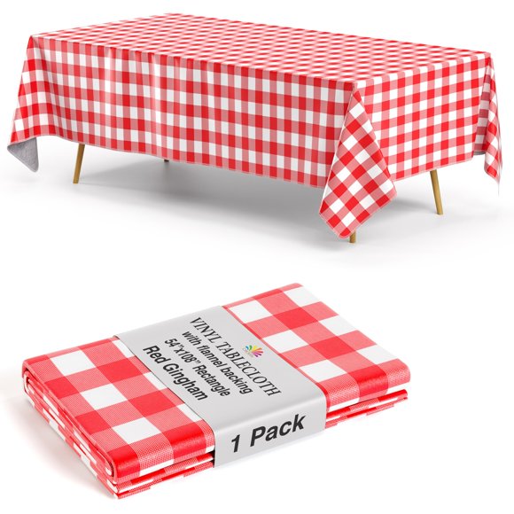 Mantel Exquisite 137 cm × 274 cm Rojo Gingham de Vinilo