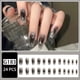 thumbnail image 2 of 24 pcs Glossy Black Gradient Press On Nails - Full Cover Coffin Designs for Women - Easy to Apply Acrylic False Nails, 2 of 2