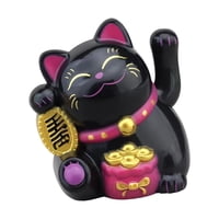 Magideal - Figuras De Gato De Dibujos Animados Con Brazo Que Agita, Colección De Adornos De Feng Shui, Estatua De Gato Negro