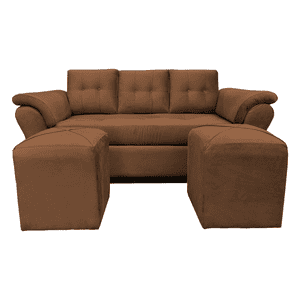 Mueblesjd - Sofá New Sira + Puff Felpa Café