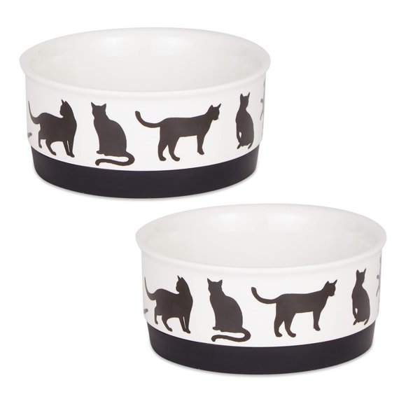 Juego de cuencos cerámicos para gatos Bone Dry, tamaño pequeño, blanco y negro, 200 ml, 2 unidades
