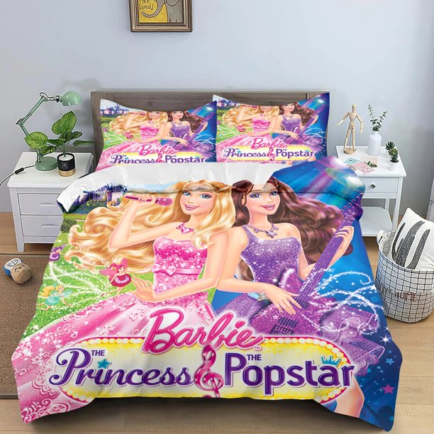 New Barbie 3DPrinting Bedding Quilt Cover Pillowcase,Cartoon Princess Barbie Duvet Cover,Best Gift for Girls Bed Sheets