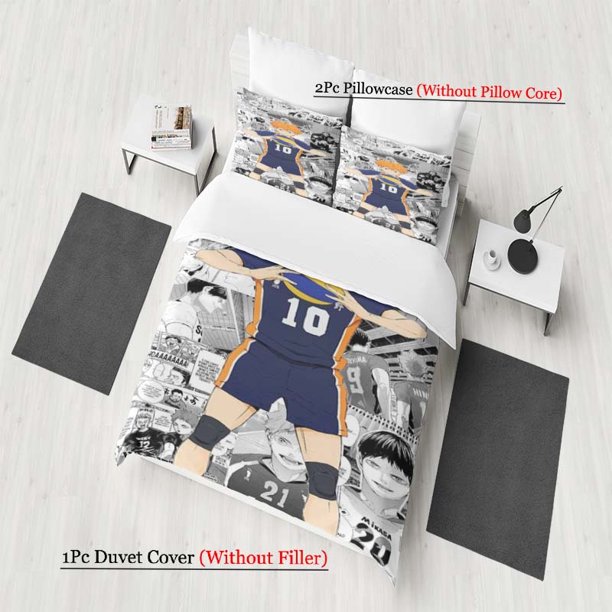 Hinata Shoyo and Karasuno High School Volleyball Team Passionate Collage Pattern Set Soft and Comfortable Bedding Set