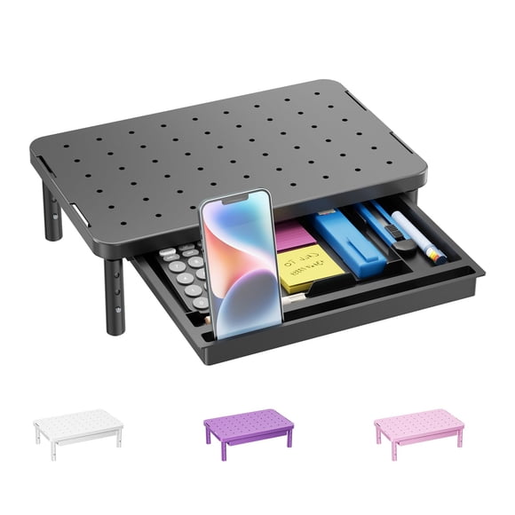 Base elevadora para monitor WALI con almacenamiento, color negro