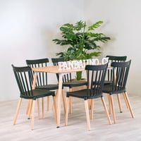 Pandalino - Comedor Mesa Álamo + 6 Sillas Windsor Negras | Estilo Nórdico Negro