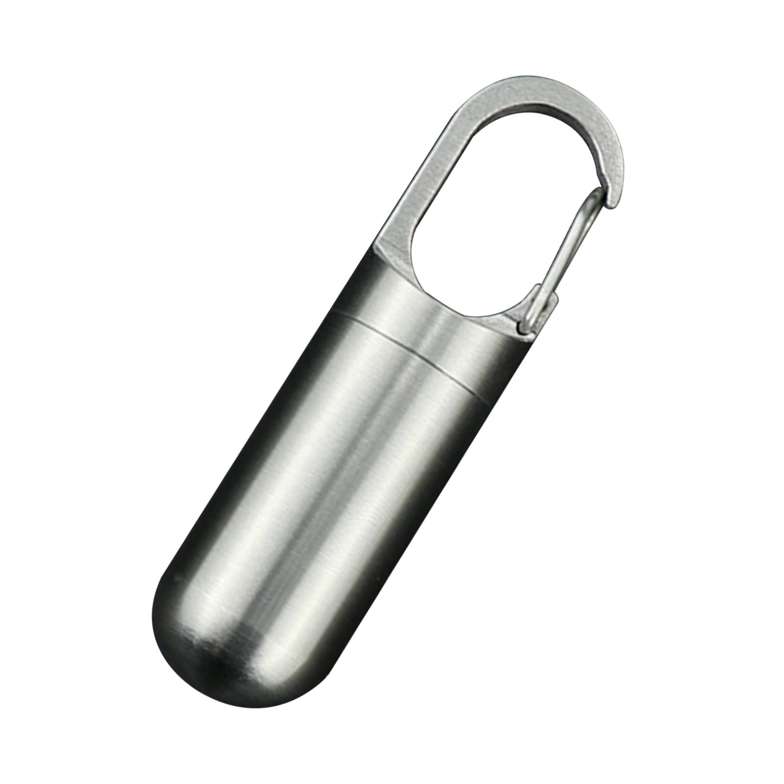 Magideal - Caja De Almacenamiento De Caja De Pastillas De Material Acero Inoxidable - Mini Dispensador De Pastillas Llavero Portátil Contenedor De Tableta - Soporte De L