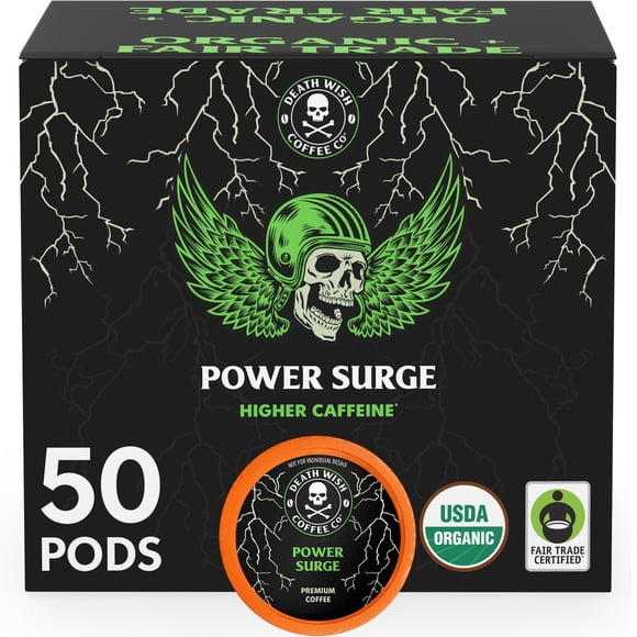 Cápsulas de Café Death Wish Power Surge Alta Cafeína 50 unidades