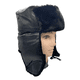 thumbnail image 2 of Gorro de Invierno Tipo Ushanka Ruso en Cuero Negro y Piel Sintética, 2 of 8