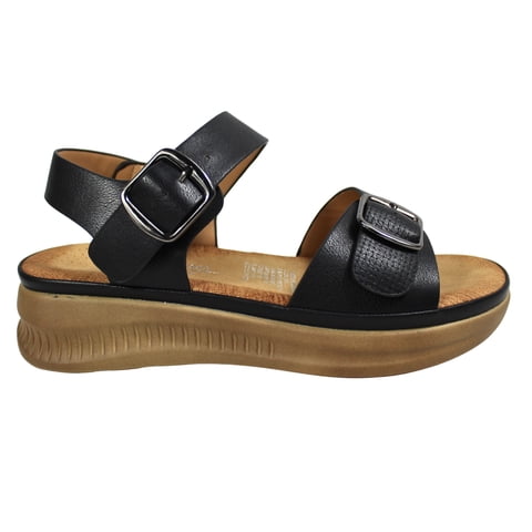 Megabazar Spa - Sandalia Mujer Plataforma Hebilla 0419-1 Negro