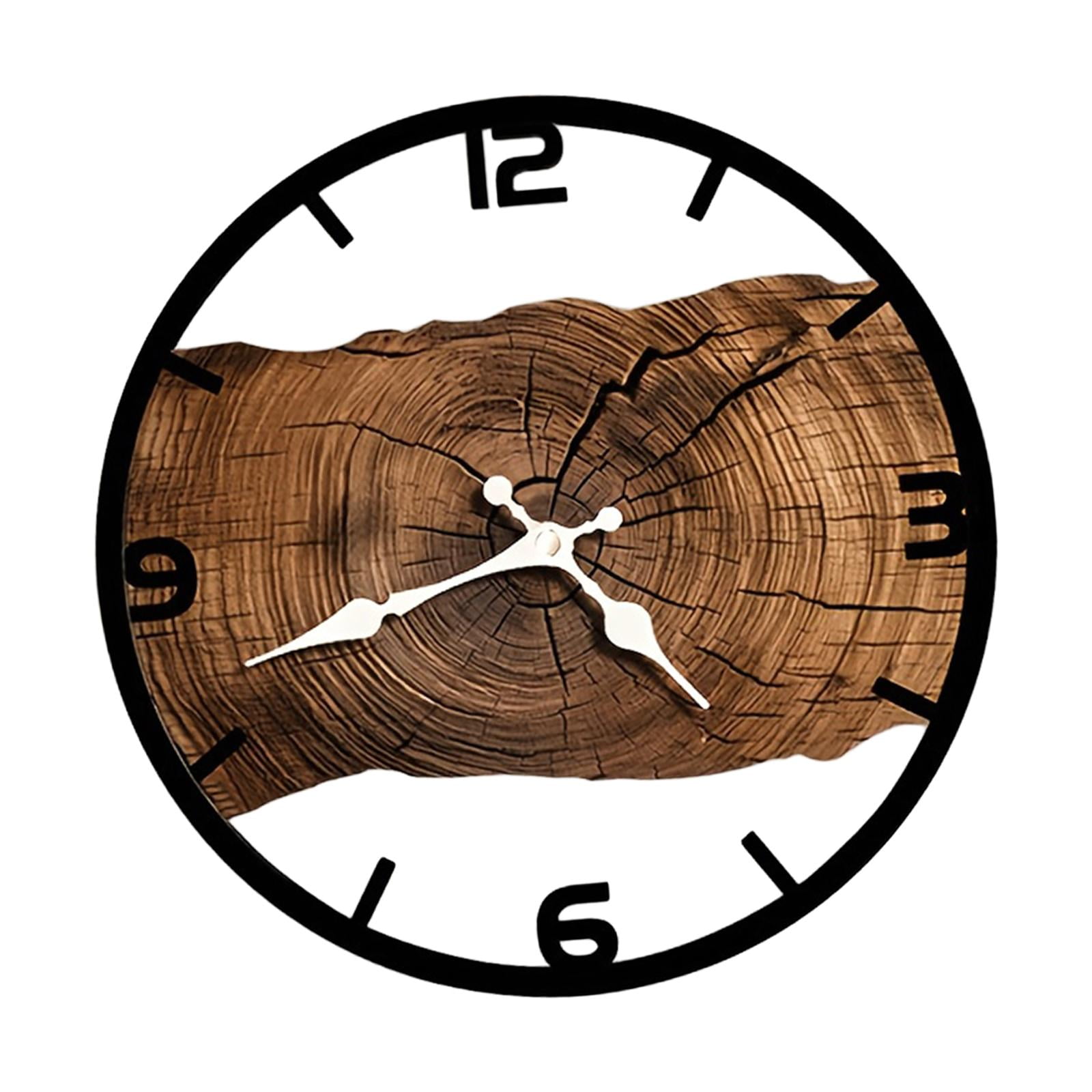 Bothyi - Reloj De Pared De Madera De Fácil Lectura, Reloj Colgante De Pared Para Dormitorio De Granja, Oficina, Marrón