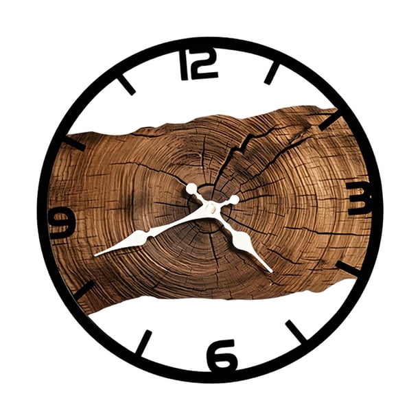 Reloj De Pared De Madera De Fácil Lectura, Reloj Colgante De Pared Para Dormitorio De Granja, Oficina, Marrón
