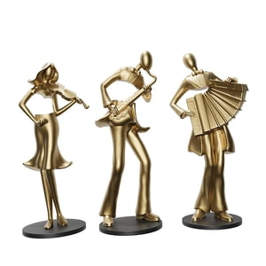 Magideal - 3X Figura De Músico Ornamental, Figura Artística, Escultura, Reproductor De Música, Estatua Para Mesa De Oficina, Centro De Mesa, Decoración, Regalo D
