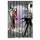thumbnail image 1 of Cortina de ducha de baño con diseño de calavera y murciélago de Pesadilla antes de Navidad, con ganchos, tamaño 48 x 72 pulgadas, 1 of 3
