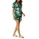 thumbnail image 4 of INSPIRE CHIC Conjunto de pijama de mujer con estampado de manga corta, suave, con botones, cuello con muesca, conjunto de pantalones cortos para dormir para primavera verano, pequeño, verde, 4 of 5