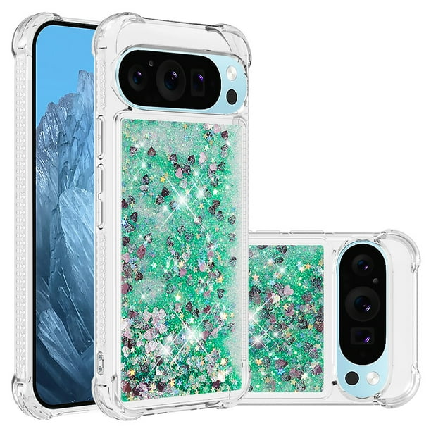 FOXDOCK Funda Glitter Líquida para Google Pixel 10 Pro XL con Anillo Brillante, TPU Antichoques y Esquinas Reforzadas, Soporte