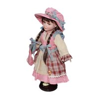 Magideal - Muñeca De De 15,75 Pulgadas, Muñeca De Cerámica Hermosa Con Sombrero Y Pelo, Muñeca Decorativa De Cerámica Para Mesa Ornamental, Regalo Para Rosa