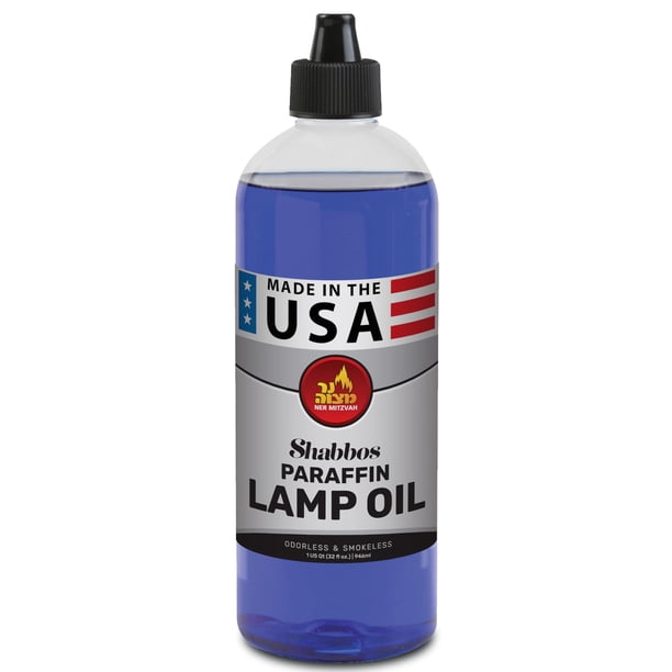 Aceite de Parafina Ner Mitzvah - Azul, sin humo, sin olor, combustión limpia, combustible para uso interior y exterior con tapa de llenado fácil y pico vertedor - 945 ml
