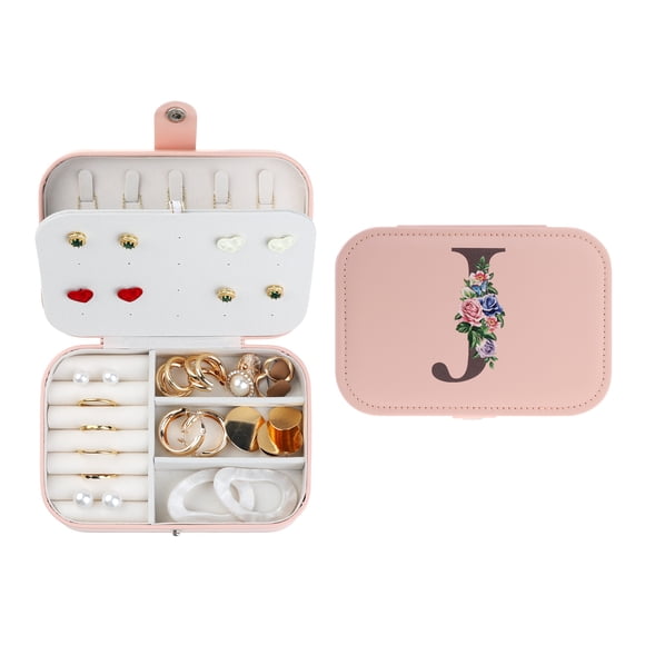 Caja de accesorios de viaje con letra REGALWOVEN Organizador de almacenamiento de cuero PU para mujeres y niñas Regalos de cumpleaños Rosa J