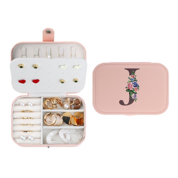 Caja de accesorios de viaje con letra REGALWOVEN Organizador de almacenamiento de cuero PU para mujeres y niñas Regalos de cumpleaños Rosa J