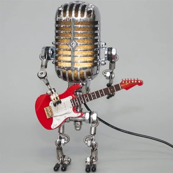Lámpara Xmpmrb vintage robot con micrófono y guitarra, 16,5 cm, 450 g