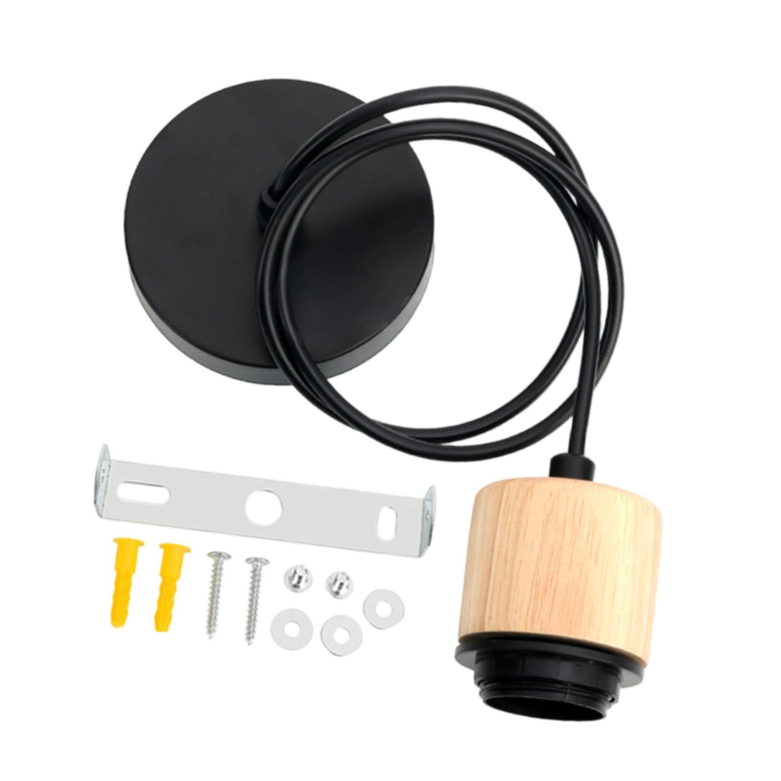 Ioensy - Lámpara Colgante De Madera Con Cable E27, Accesorio Para Bar, Dormitorio, Cafetería, Madera Negra