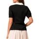 thumbnail image 3 of Camisa de Trabajo de Manga Corta con Botones y Volantes en la Parte Delantera con Cuello en Contraste para Mujer de INSPIRE CHIC S Negro, 3 of 6