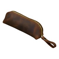 Mercado Cbf - Estuche Multiuso De Cuero Vegano Con Cierre Metálico Café Multiuso Vegano