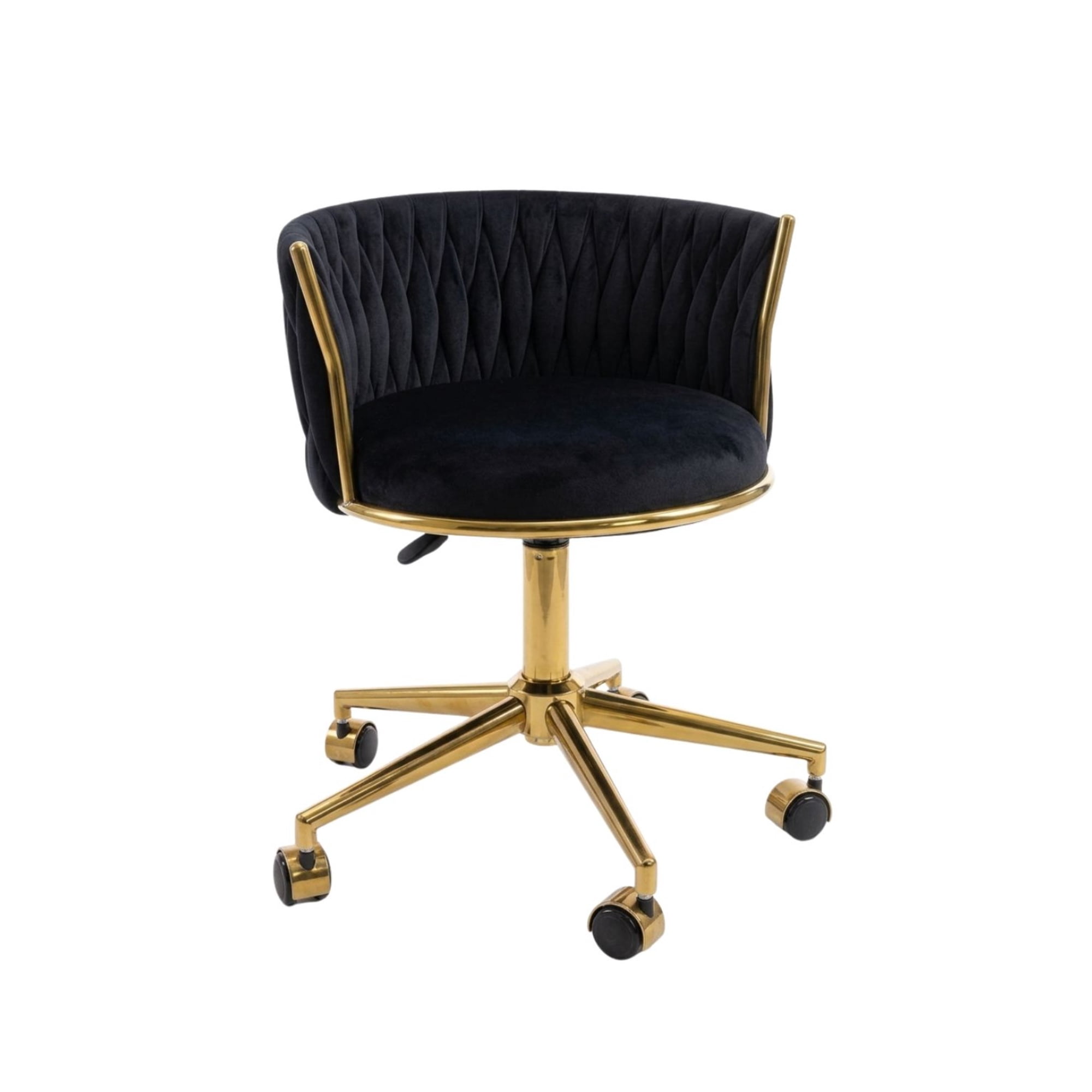 Habita2 Chile - Silla Escritorio Giratoria Queen Base Dorada - Negro