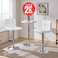 Tienda El Garage - Pack 2 Piso De Bar Cuadro Regulable Eco Cuero Blanco