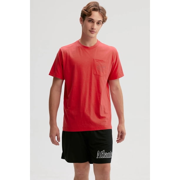 Polera Hombre Con Bolsillo Contraste Rojo