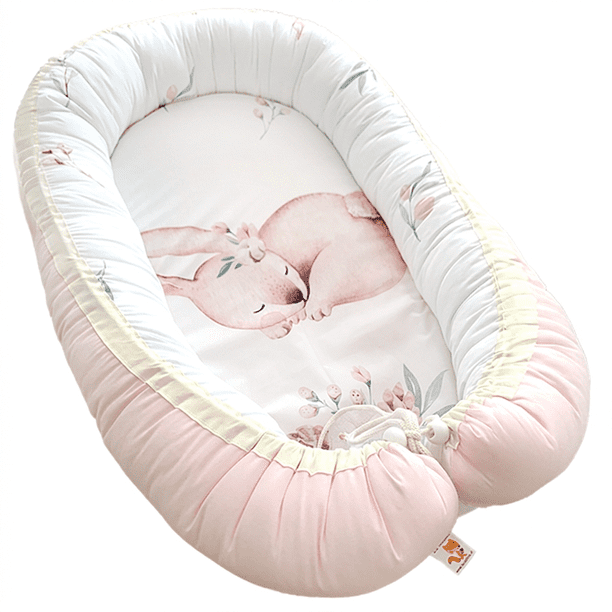 Nido Colecho Bebé 100% Algodon Colchon Desmontable, Diseño Conejita Dulces Sueños
