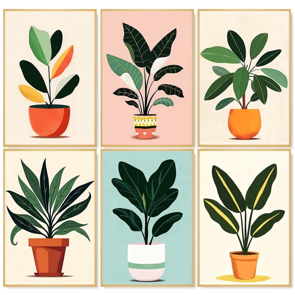 Pack de 6 Lienzos de Plantas – Kit de Pintura por Números Camocin (20 × 30 cm)