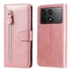 thumbnail image 5 of Funda con Cremallera para Xiaomi Poco F6 Pro, Carcasa Cartera de Cuero PU con Soporte y Tarjetero, 5 of 6