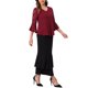 thumbnail image 2 of INSPIRE CHIC Blusa Casual Elegante para Mujer Cuello en V Mangas Acampanadas Encaje Floral Tops Formales L Burdeos, 2 of 6