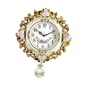 Bothyi - Reloj Colgante De Pared Decoración Elegante De Arte De Pared Para Comedor Restaurante De Guardería Flores Rosadas