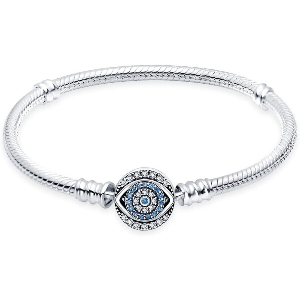 Pulsera Kunsir Plata 925 Cadena Serpiente Ojo Azul
