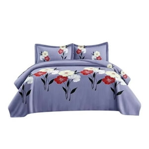 Genérico - Cubrecama Quilt Verano 2 Plazas - Lila Flores Flh1828