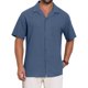 thumbnail image 1 of INSPIRE CHIC Camisa de Hombre con Cuello de Campamento, Bolsillo en el Pecho, Botones, Manga Corta, Algodón, Talla M, Azul Oscuro, 1 of 4
