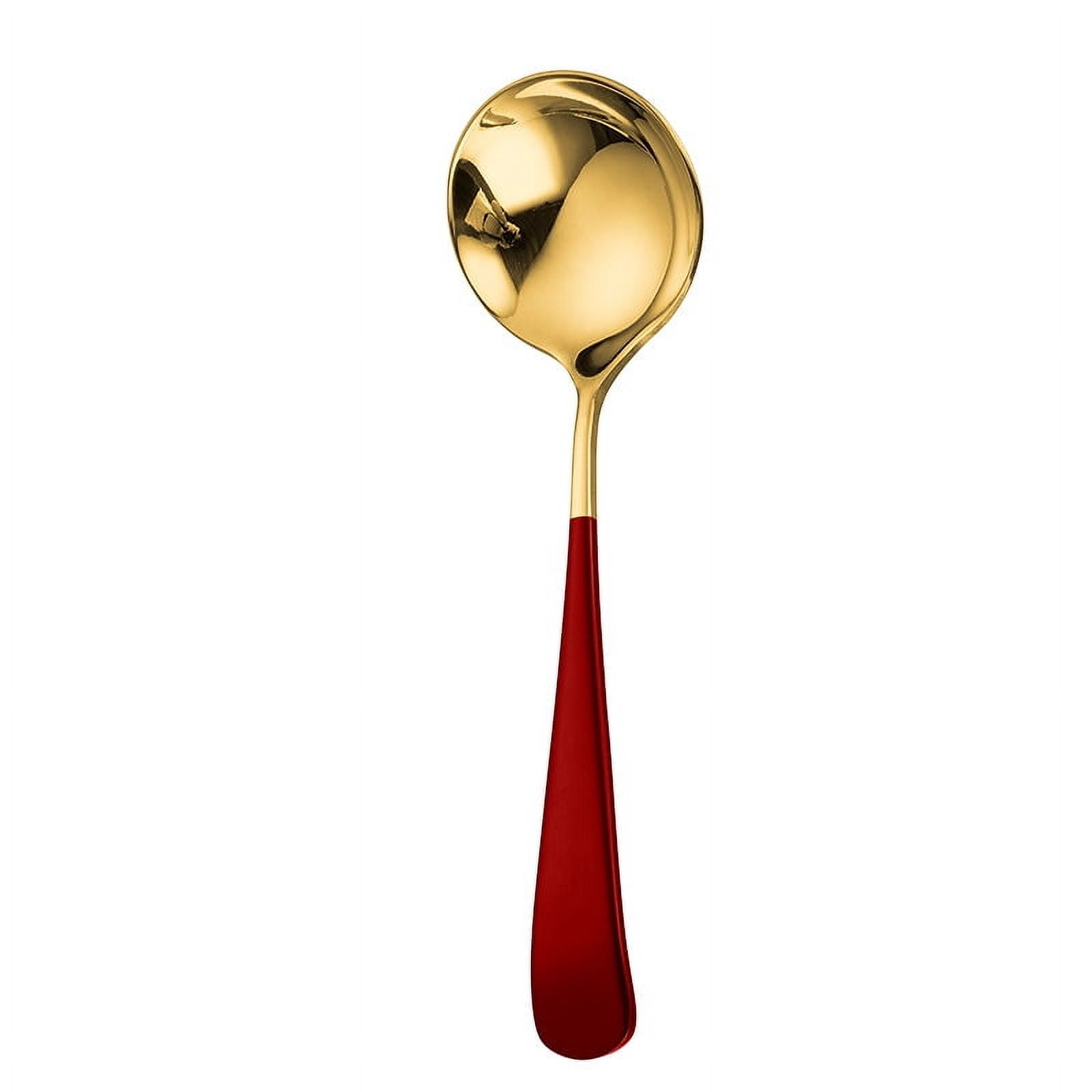 Xmhytop 4 Piezas Cucharas Redondas De Acero Inoxidable Oro Rojo, 15.8*4.3cm - Ideal Para Sopas, Guisos Y Servicio Elegante En Hogar Y Restaurantes