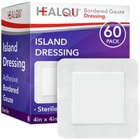 Aderezo Gauze Island Healqu 4X4 Con Borde, 60 Unidades, Paquete De 60