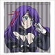 thumbnail image 1 of Cortina de ducha de chica de anime con cabello morado, juego de cortina de baño con ganchos, tamaño 66 x 72 pulgadas, 1 of 3