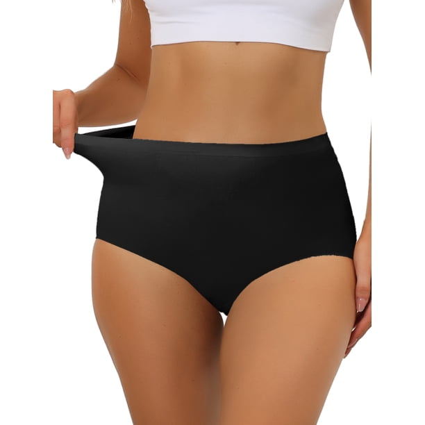 INSPIRE CHIC Bragas de Mujer para Regreso a Clases, Elásticas, de Cintura Alta, Sin Forro, Transpirables, Invisibles, L Negras