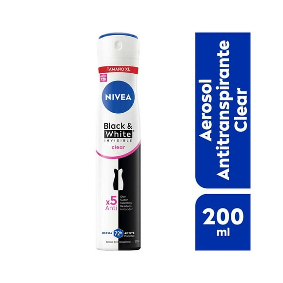 Desodorante Spray Nivea Black&White Clear Femenino XL Mujer, 200 ml