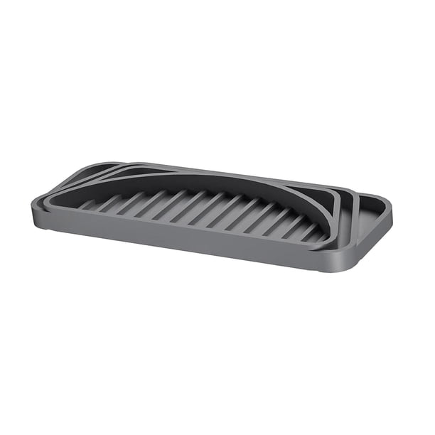 Bandeja de goteo de agua para refrigerador, colector de goteo, dispensador de agua, sartén para evitar derrames, secado rápido, silicona para cafetera gris