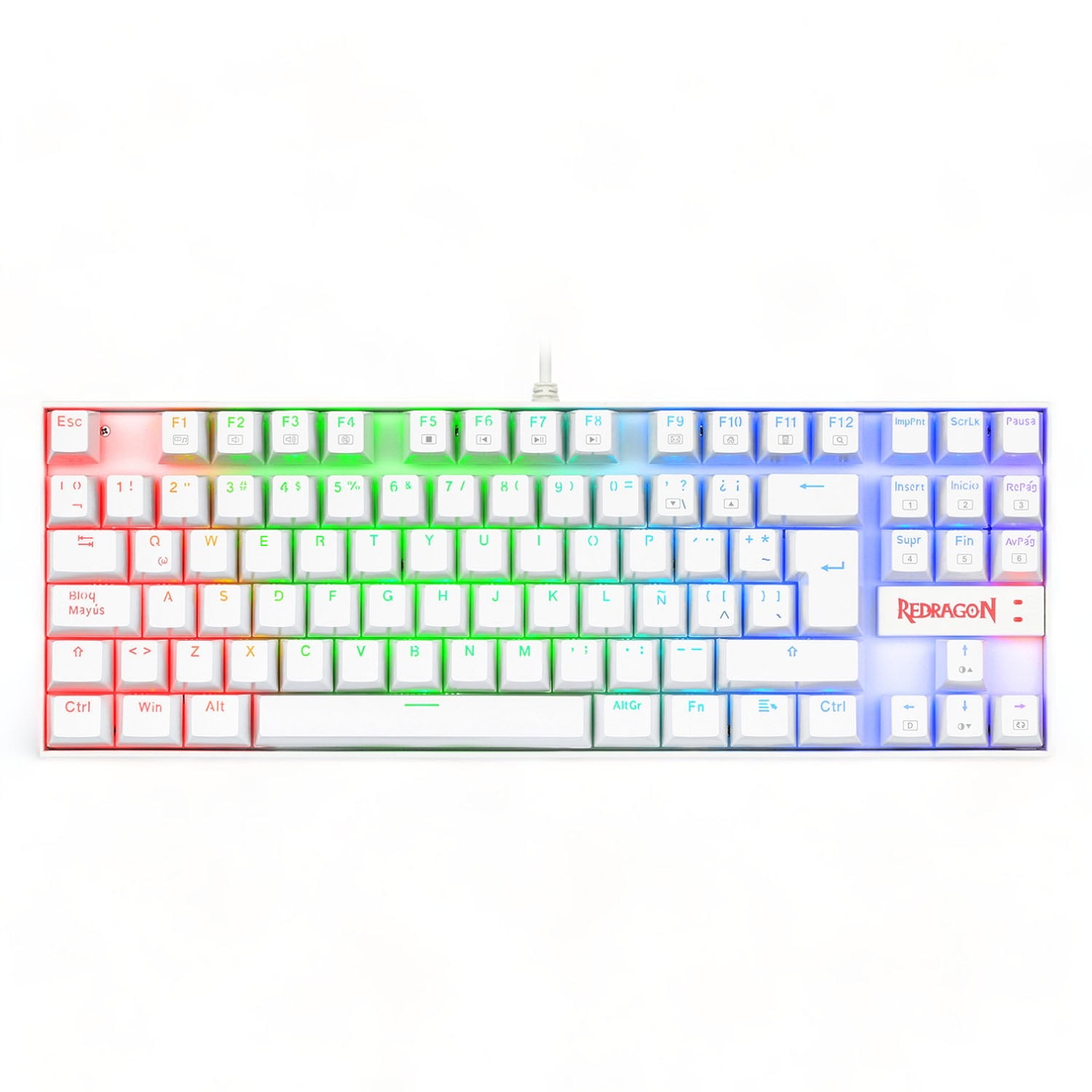 Redragon - Teclado Mecanico Kumara White K552wrgb-1r Español Switch Red