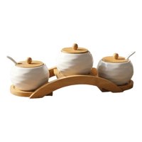 Genérico - Set 3 Contenedores Frascos Base Bambú Servicio Mesa Jhn