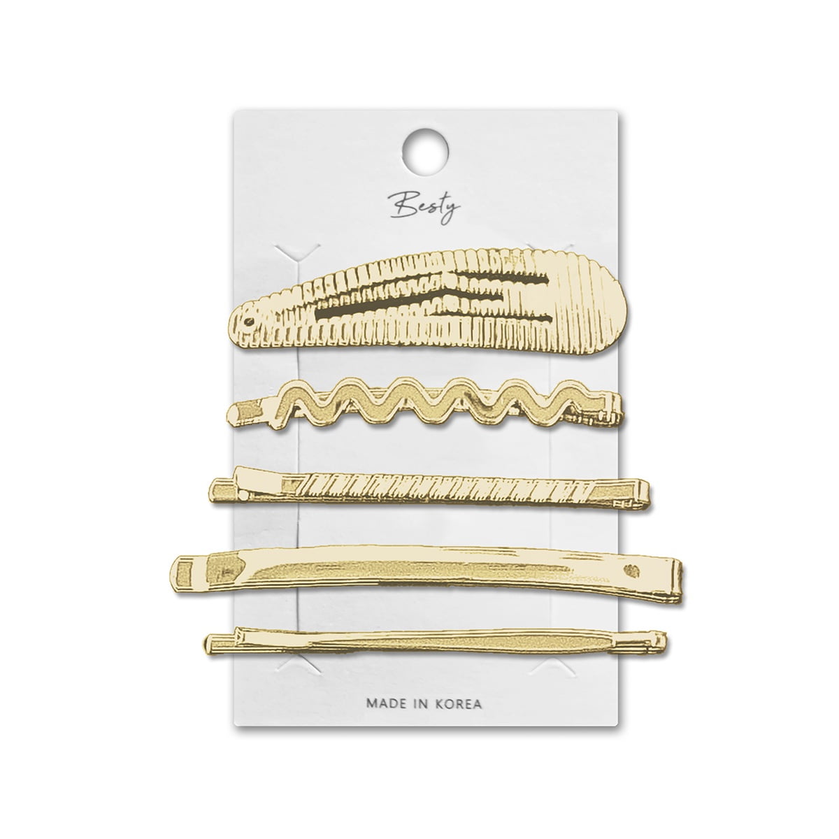 Besty - Set Clip Y Horquillas Metálicas Para Cabello X 5u Dorado