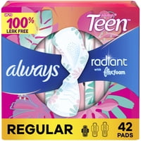 Almohadillas Femeninas Always Radiant Teen Talla 1 Regular 42 Unidades