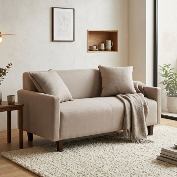 Sofá Living 2 Cuerpos Moderno Beige 157X80 Lisboa
