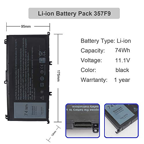 Gomarty - Batería Para Laptop 357F9 Compatible Con Dell Inspiron 15 7000 Series 7559 7557 5576 5577 7566 7567 7759 Ins15Pd-1548B 1548R 1748B 1848B 2548B 2748B 3948B Serie Gaming 11.1V 74Wh